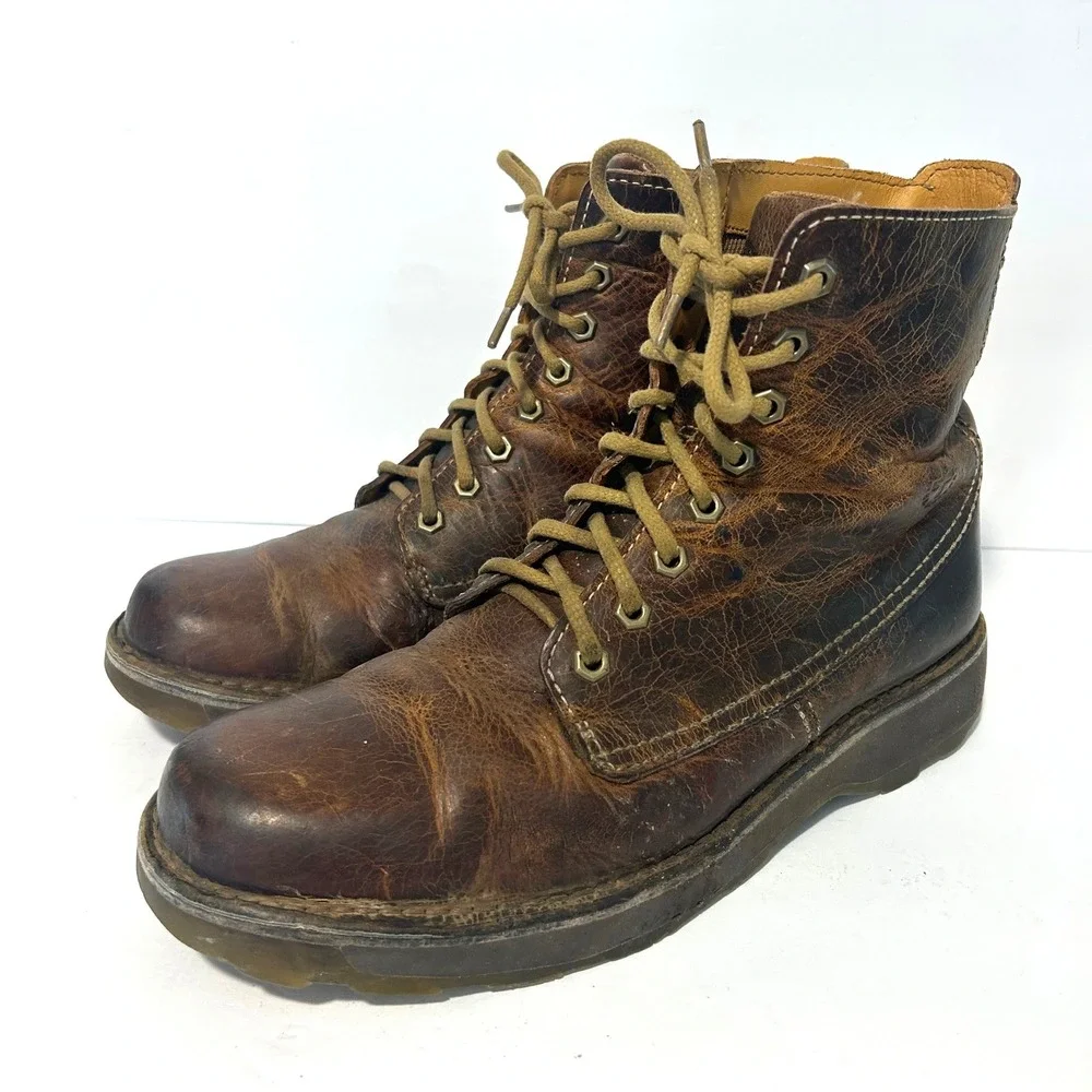 Dr. Martens Jasper Boots Men 10 Brown Distressed Leather Lace Up Gorpcore Grunge